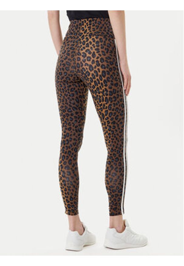 Adidas - adidas Legginsy Leopard 3-Stripes JW7308 Brązowy Slim Fit. Kolor: brązowy. Materiał: bawełna