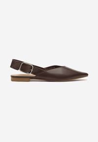 Renee - Ciemnobrązowe Sandały Vices Slingback z Paskiem ze Sprzączką Nirarine. Okazja: na spacer. Nosek buta: szpiczasty. Zapięcie: pasek. Kolor: brązowy. Wzór: koronka. Materiał: koronka. Obcas: na obcasie. Styl: elegancki. Wysokość obcasa: średni #6