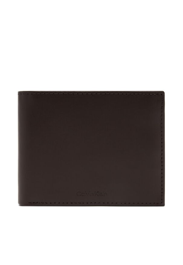 Calvin Klein Portfel męski Ck Premium Trifold 10Cc W/Coin K50K512849 Brązowy. Kolor: brązowy. Materiał: skóra