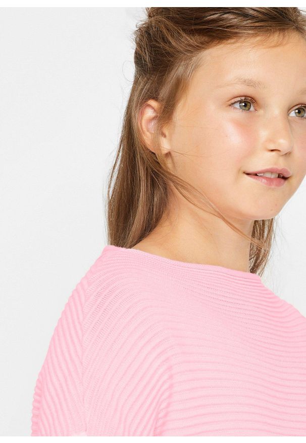 bonprix - Długi sweter. Typ kołnierza: kołnierzyk stójkowy. Kolor: różowy. Długość: długie