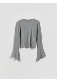 Reserved - Bluzka z rozszerzanymi rękawami - jasnoszary. Kolor: szary. Materiał: dzianina, wiskoza #1