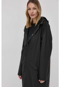 Rains kurtka 18360 Longer Jacket kolor czarny przejściowa. Okazja: na co dzień. Kolor: czarny. Materiał: materiał. Styl: casual #3