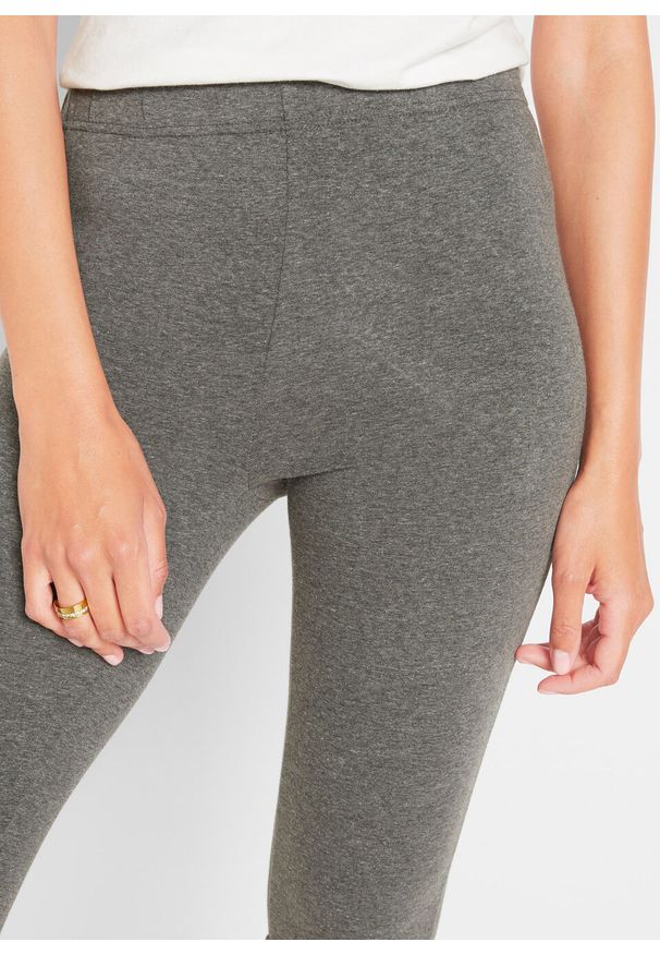 Legginsy rybaczki bonprix antracytowy melanż. Kolor: szary. Wzór: melanż. Styl: elegancki