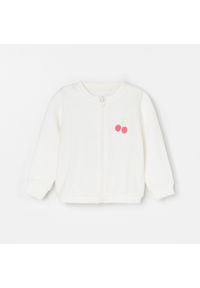 Reserved - Bawełniana bluza z haftem - Kremowy. Kolor: kremowy. Materiał: bawełna. Wzór: haft #1