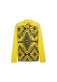Puma - Męska bluza przedmeczowa z zamkiem 1/4 Borussia Dortmund PUMA. Kolor: czarny, wielokolorowy, żółty. Sport: piłka nożna