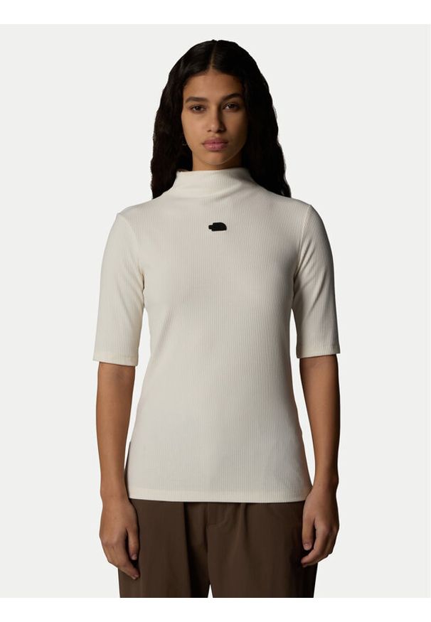 The North Face Bluzka NF0A89C3 Beżowy Slim Fit. Kolor: beżowy. Materiał: syntetyk, bawełna