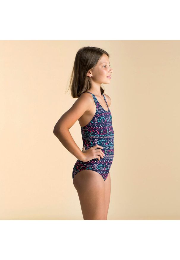 NABAIJI - Strój jednoczęściowy pływacki dla dzieci Nabaiji Basic Luna. Kolor: wielokolorowy, niebieski, różowy, zielony. Materiał: poliester, materiał, elastan