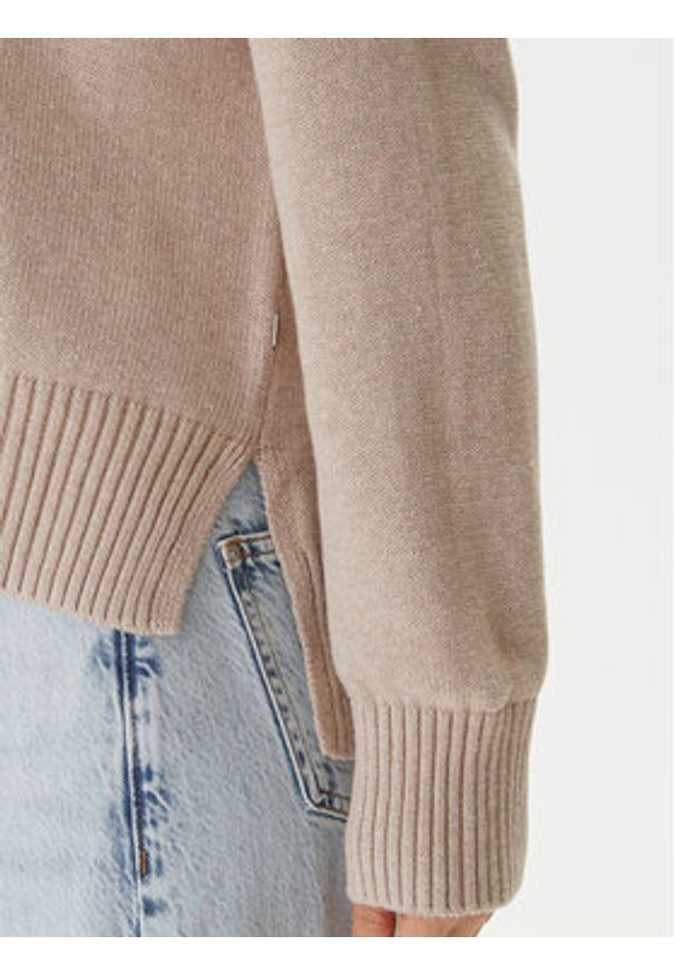 Guess Jeans Sweter W4BR12 Z3HM1 Beżowy Relaxed Fit. Kolor: beżowy. Materiał: bawełna
