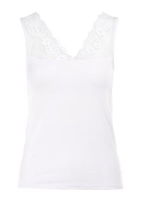 Born2be - Biały Top Theophochis. Kolor: biały. Materiał: bawełna, tkanina, koronka. Długość rękawa: bez rękawów #4