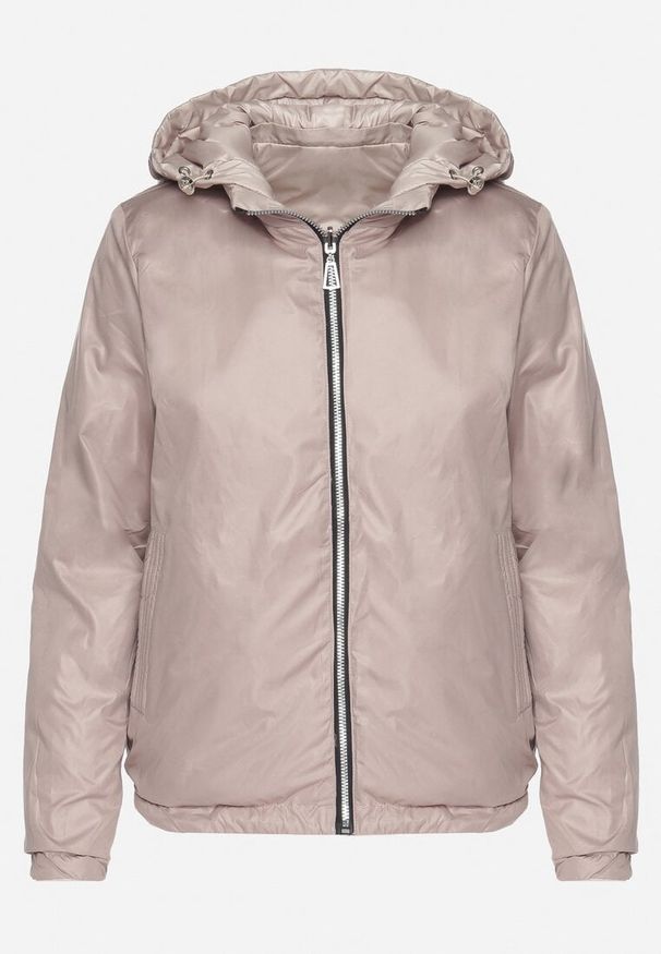 Born2be - Beżowa Pikowana Kurtka o Dwustronnym Kroju z Odpinanym Kapturem Zeorina. Okazja: na co dzień. Kolor: beżowy. Materiał: jeans. Wzór: gładki. Styl: casual, elegancki