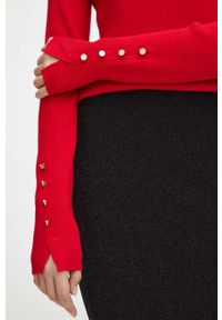 medicine - Medicine sweter damski kolor czerwony lekki. Kolor: czerwony. Materiał: dzianina, prążkowany. Długość rękawa: długi rękaw. Długość: długie #2