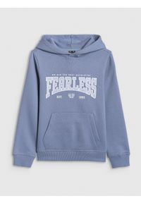4f - 4F Bluza dresowa regular z kapturem chłopięca - niebieska 146 (10-11 lat). Okazja: na co dzień. Typ kołnierza: kaptur. Kolor: niebieski. Materiał: dresówka. Sezon: lato. Styl: casual, klasyczny #1