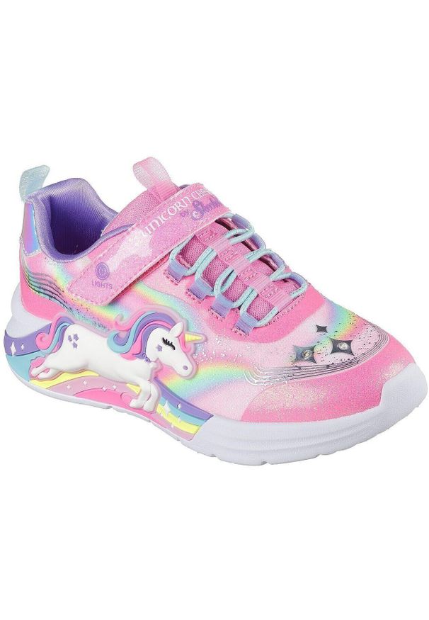 skechers - Buty sportowe dla dzieci Skechers Unicorn Chaser. Kolor: różowy. Materiał: materiał, syntetyk. Model: Skechers Sport. Sport: turystyka piesza