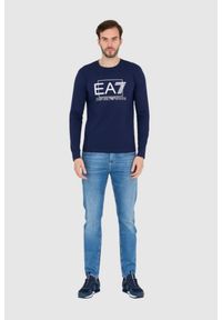 EA7 Emporio Armani - EA7 Granatowy męski bawełniany longsleeve, Rozmiar S. Kolor: niebieski. Materiał: bawełna. Długość rękawa: długi rękaw. Długość: długie #5