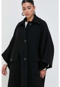 Pinko poncho wełniane kolor czarny przejściowy oversize. Kolor: czarny. Materiał: wełna. Wzór: gładki #5