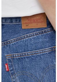 Levi's® - Levi's szorty jeansowe bawełniane damskie gładkie high waist. Okazja: na spotkanie biznesowe, na co dzień. Stan: podwyższony. Kolor: niebieski. Materiał: bawełna, jeans. Wzór: gładki. Styl: biznesowy, casual #4