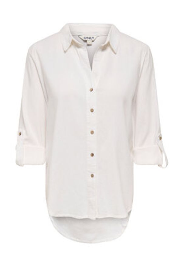 only - ONLY Koszula Goa 15363991 Biały Loose Fit. Kolor: biały. Materiał: len