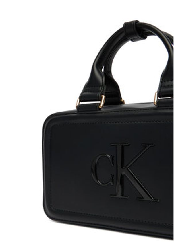Calvin Klein Torebka Bold Ck Bauletto Crossbody LV04F3411G Czarny. Kolor: czarny. Materiał: skórzane