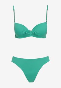 Renee - Zielone Bikini Usztywniany Biustonosz z Cyrkoniami i Spodenki Kąpielowe Wykończone Gumką w Pasie Rilamia. Kolor: zielony. Wzór: aplikacja #3