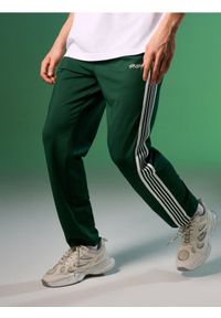Sinsay - Spodnie sportowe straight leg z lampasami - zielony. Kolor: zielony. Styl: sportowy #1