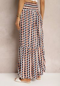 Renee - Pomarańczowo-Granatowe Spodnie z Wiskozy High Waist Typu Palazzo z Gumką w Talii Tiimacella. Stan: podwyższony. Kolor: pomarańczowy. Materiał: wiskoza. Sezon: lato #4