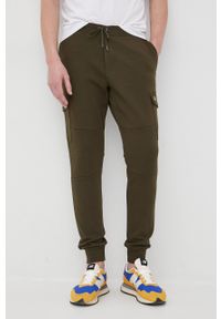 Polo Ralph Lauren spodnie męskie kolor zielony gładkie. Kolor: zielony. Materiał: dzianina. Wzór: gładki