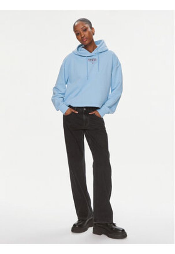 Tommy Jeans Bluza Essential Logo DW0DW17797 Błękitny Relaxed Fit. Kolor: niebieski. Materiał: bawełna