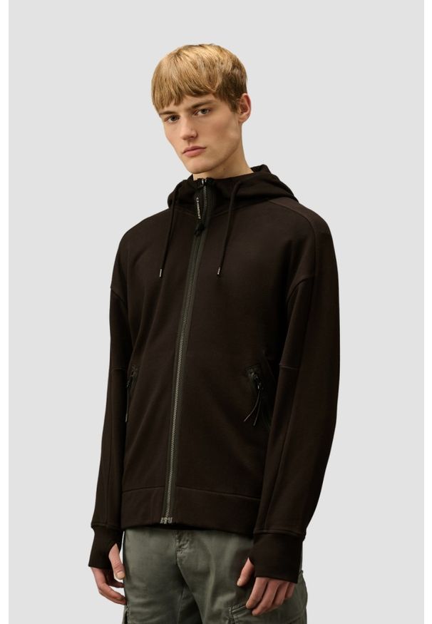C.P. Company - C.P. COMPANY Czarna męska bluza Hooded Open. Kolor: czarny