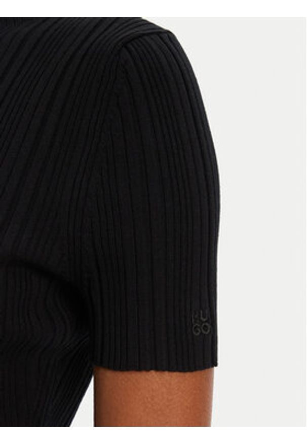 Hugo - HUGO Sweter Sarphapilk 50542598 Czarny Slim Fit. Kolor: czarny. Materiał: wiskoza