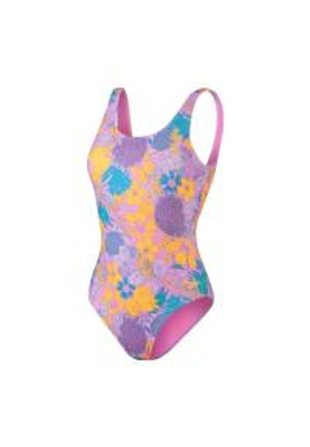 Strój Kąpielowy Speedo U-back – Fioletowy/żółty – Rozmiar 34. Kolor: różowy. Wzór: nadruk, kwiaty