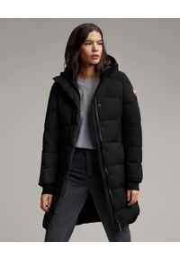 CANADA GOOSE - Czarny płaszcz Alliston. Kolor: czarny. Materiał: materiał. Wzór: aplikacja. Sezon: zima. Styl: klasyczny #5