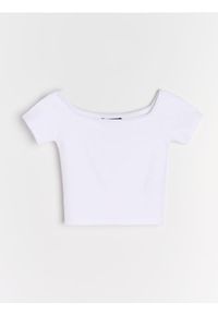 Sinsay - Crop top z krótkim rękawem - biały. Kolor: biały. Długość rękawa: krótki rękaw. Długość: krótkie