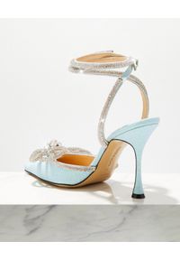 MACH&MACH - Niebieskie sandały z kryształami Double Bow. Zapięcie: pasek. Kolor: niebieski. Obcas: na szpilce #4