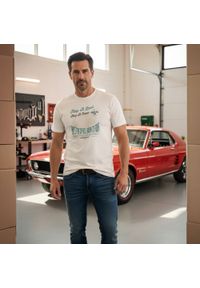 Bawełniana, Męska Koszulka (T-Shirt) - Pako Jeans - Kremowa z Nadrukiem. Okazja: na co dzień. Kolor: wielokolorowy, brązowy, beżowy. Materiał: bawełna. Wzór: nadruk. Styl: casual #2