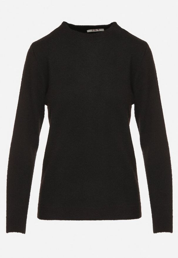 Born2be - Czarny Sweter z Wełną w Klasycznym Stylu Firrive. Okazja: na co dzień. Kolor: czarny. Materiał: wełna. Styl: klasyczny