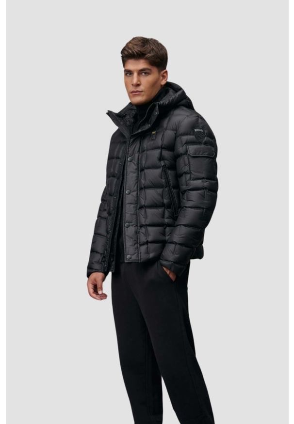 Blauer USA - BLAUER Czarna pikowana męska kurtka Caspar Short Jackets, Rozmiar M. Kolor: czarny. Materiał: materiał. Styl: klasyczny