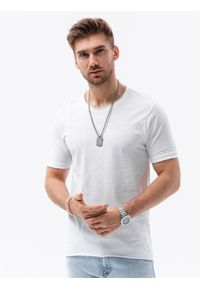 Ombre Clothing - T-shirt męski bawełniany - biały S1378 - XXL. Kolor: biały. Materiał: bawełna #3
