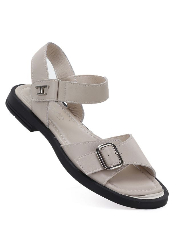 Skórzane sandały damskie beżowe Vinceza 26-62303. Kolor: beżowy. Materiał: skóra ekologiczna