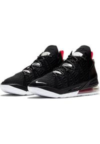 Buty koszykarskie męskie Nike Lebron 18. Zapięcie: sznurówki. Kolor: czarny. Materiał: materiał. Szerokość cholewki: normalna