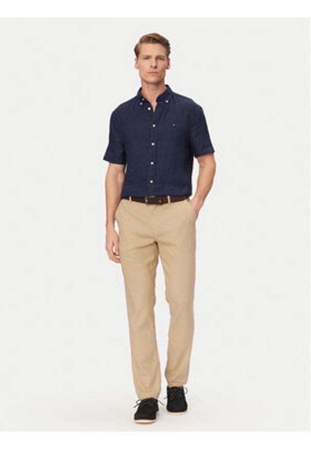 TOMMY HILFIGER - Tommy Hilfiger Koszula MW0MW41531 Granatowy Regular Fit. Kolor: niebieski. Materiał: len