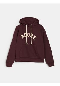 Sinsay - Bluza hoodie z napisem - czerwony. Kolor: czerwony. Wzór: napisy