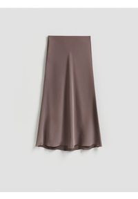 Reserved - Spódnica midi - brązowy. Kolor: brązowy. Materiał: tkanina. Wzór: gładki