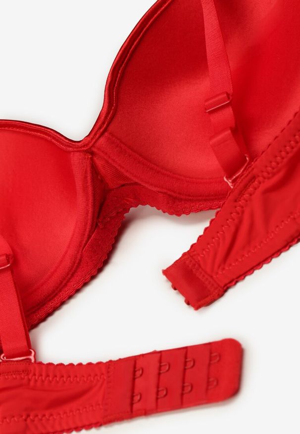 Born2be - Czerwony Biustonosz Full Cup z Zawieszką z Cyrkoniami i Koronką Nildaisa. Kolor: czerwony. Materiał: koronka. Wzór: koronka