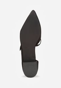 Born2be - Czarne Płaskie Czółenka Vices ze Skórzaną Wkładką Ozdobione Supełkiem Liliarie. Okazja: na co dzień. Kolor: czarny. Materiał: skóra. Wzór: aplikacja. Styl: casual, elegancki, klasyczny #4
