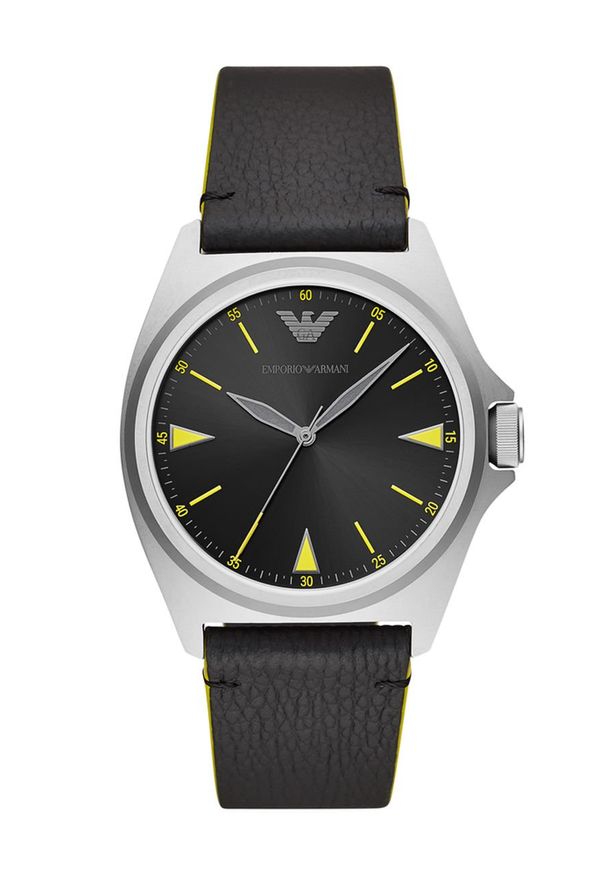 Emporio Armani - Zegarek AR11330. Kolor: czarny. Materiał: materiał, skóra