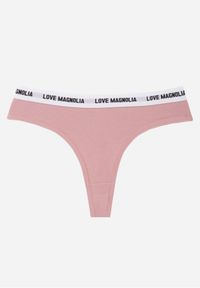 Born2be - Różowe Majtki Typu Stringi z Bawełną i Napisami Veza. Kolor: różowy. Materiał: bawełna. Wzór: napisy #1