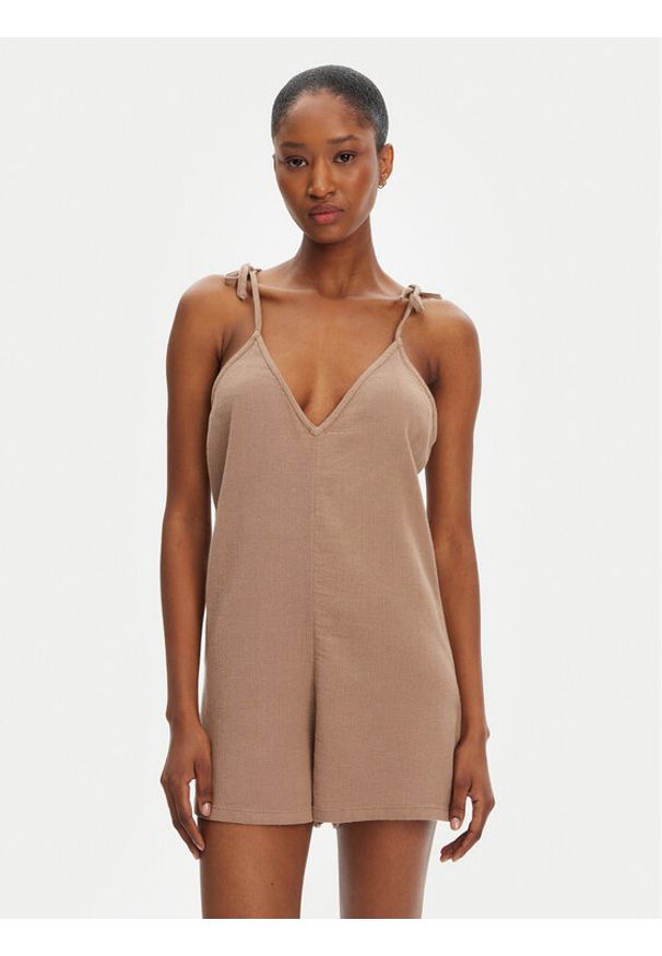 Roxy Kombinezon Sunrise And Sunset ERJX603456 Brązowy Regular Fit. Kolor: brązowy. Materiał: wiskoza, bawełna