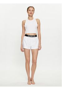 Calvin Klein Swimwear Top KW0KW02481 Biały Slim Fit. Kolor: biały. Materiał: bawełna