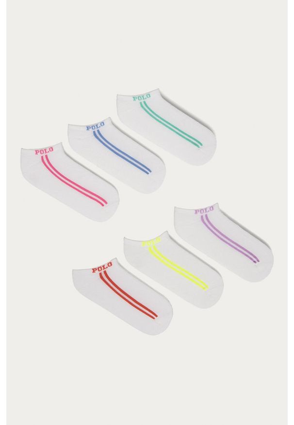 Polo Ralph Lauren - Skarpetki (5-pack). Kolor: biały. Materiał: poliester, materiał, elastan. Wzór: nadruk