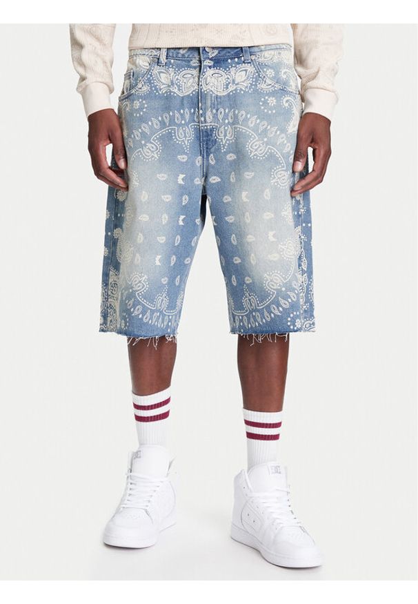 Karl Kani Szorty jeansowe Paisley PD00005502 Niebieski Regular Fit. Kolor: niebieski. Materiał: bawełna. Wzór: paisley